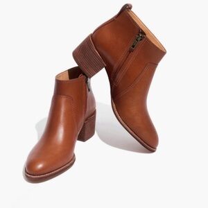 Madewell | Asher cognac almond toe leather Ankle Boots